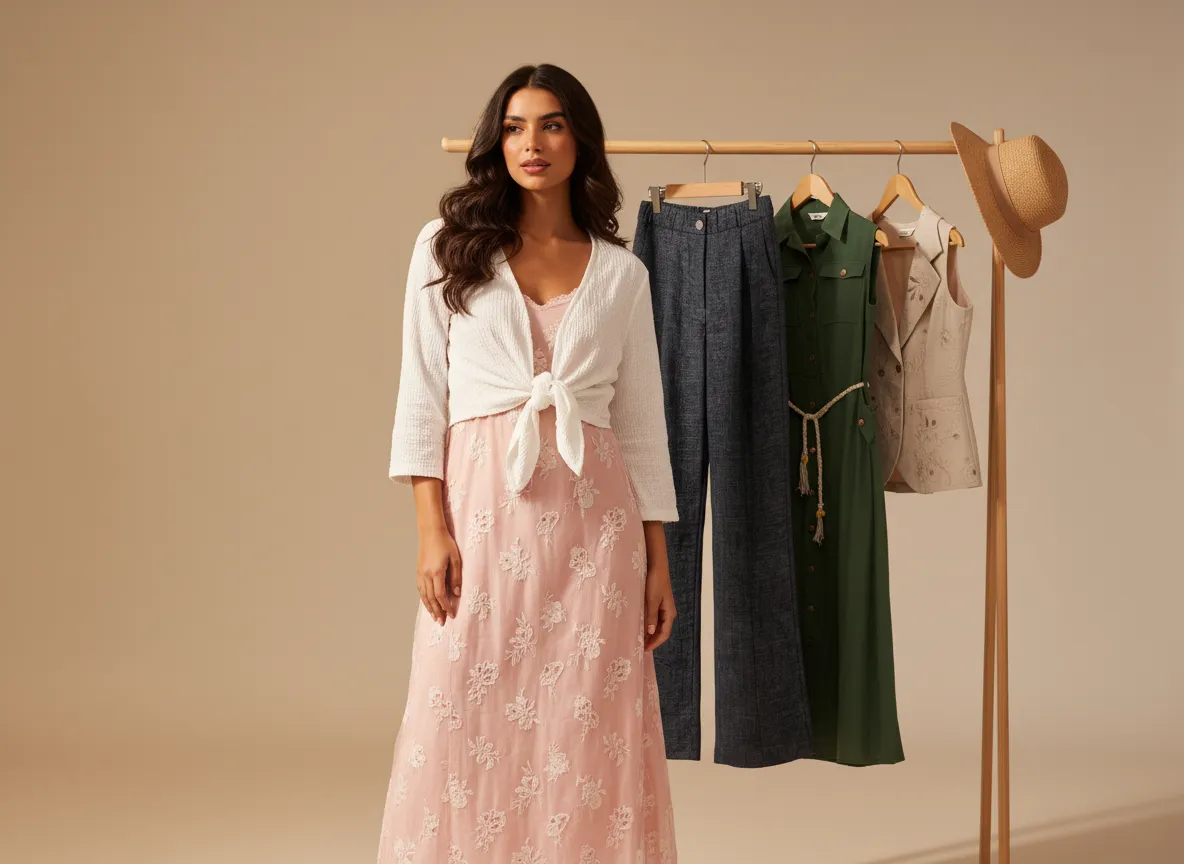 إطلالات رضاء الجديدة على ستاند العرض — Redaa new season lookbook rack